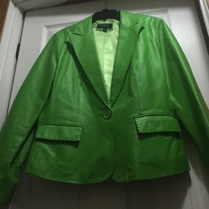 Green Vintage Style Leather Blazer by Colebrook