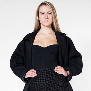 American Apparel Petite Long Wool Coat in Black