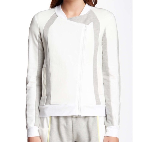 Grey and off white biker Jacket. - Picture 2 of 2