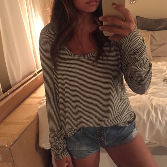 Brandy Melville black and white stripe tee