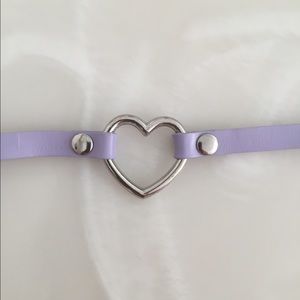 Lilac Harajuku Faux Leather Heart Choker.