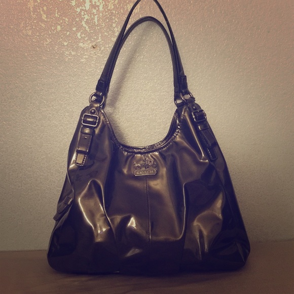 Coach Madison patent Maggie bag in Pewter