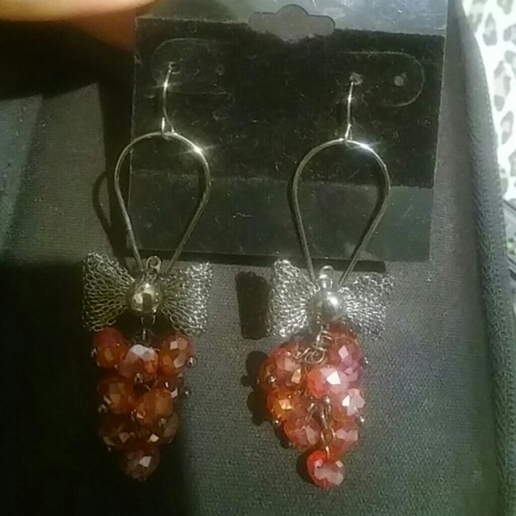 New red dangling earrings