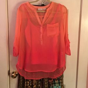 Sheer Liz Claiborne collared button down shirt.