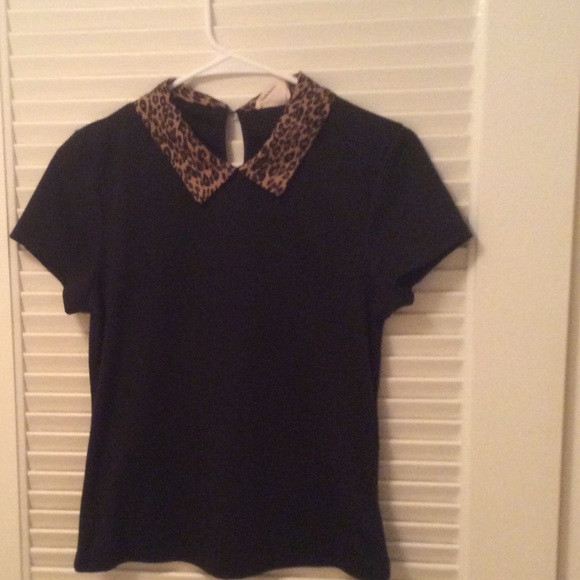 Urban Outfitters black leopard collared shirt.