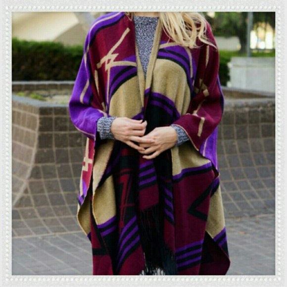 Purple & Berry Poncho - Picture 2 of 3