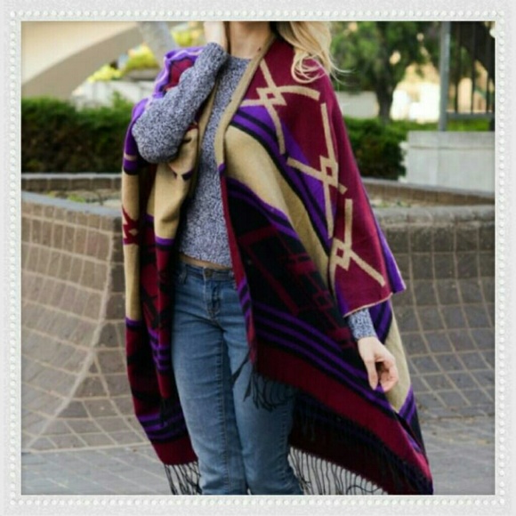 Purple & Berry Poncho - Picture 3 of 3