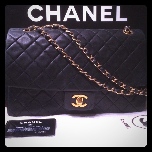 Vintage Chanel double chain flap bag.
