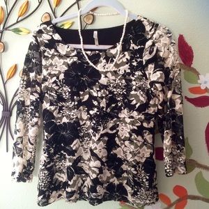 Black and beige lace blouse