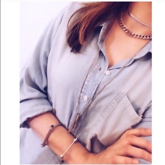 Shark tooth long chain necklace