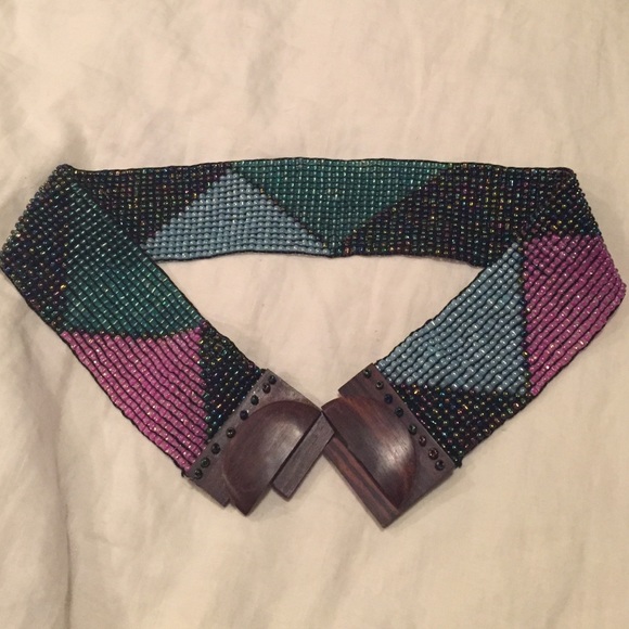 Anthropologie Beaded Elastic Belt