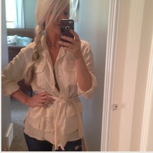 Michael Kors Pocketed Button Up Shirt Ivory