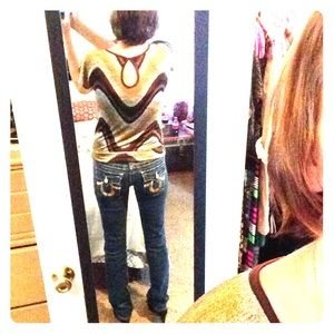 True religion jeans NWOT 27/34 gold sequin bling