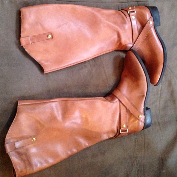 Brown leather boots