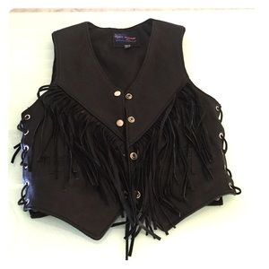 Black Leather Ladies Vest