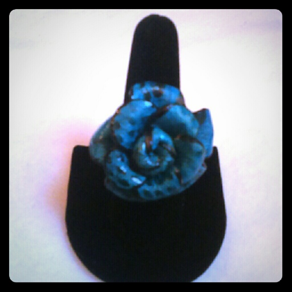 💝C.C.SALE!💝 R.B.C. Blue Snakeskin Ring- Adj. - Picture 1 of 4