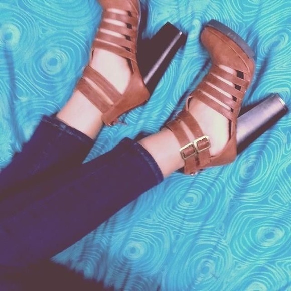 Faux Leather Caged Platform Booties
