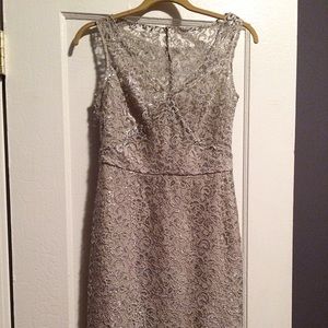 Grey silver BCBG Maxazria lace dress