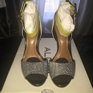 Aldo polka dot ankle strap heels