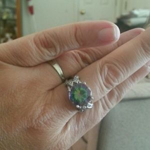 A sterling silver fire sapphire ring sz 8