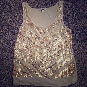 Express Gold Sparkly Fashion Tank