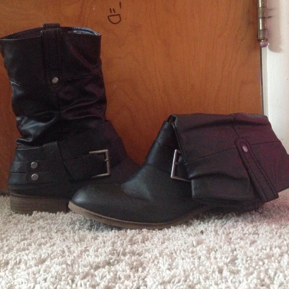 Black mid calf boots