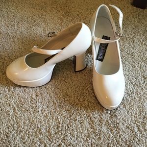 White platform heels