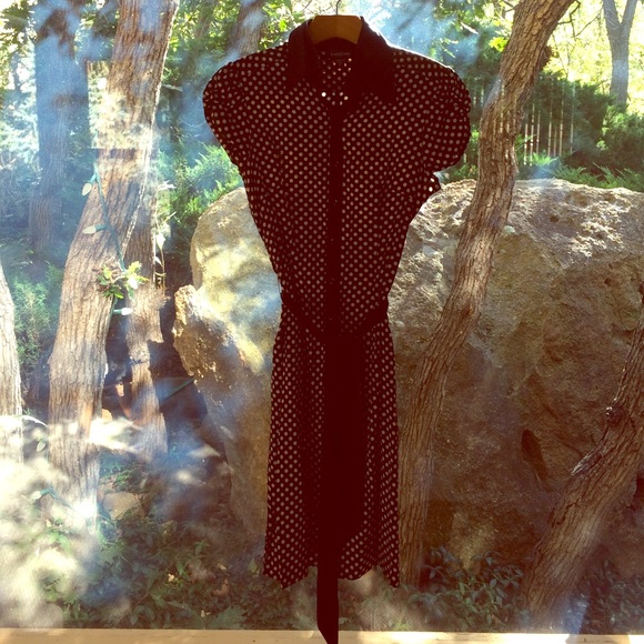 Bebe, button down, polka dot dress, size small.