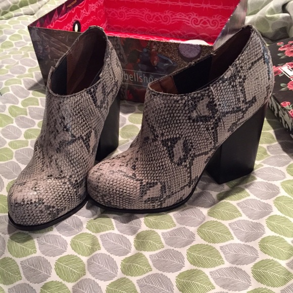 Snake print booties