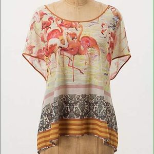 🎉Host Pick! 🎉 Anthropologie Elnoris Flamingo Top