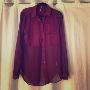 Burgundy free people blouse