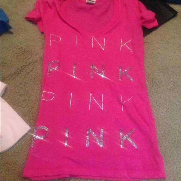 Vs pink sequin v neck
