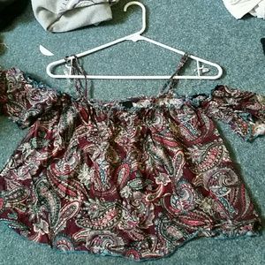 Paisley off the shoulder sleeves