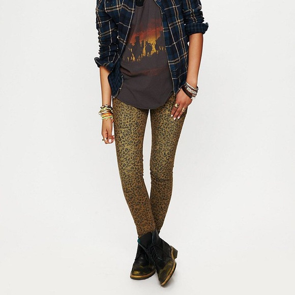 Free People Ankle Skinny Ditsy Olive