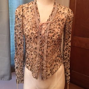 Sheer Leopard Print Silk Blouse by Laundry