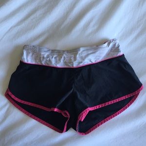 Black and pink lululemon shorts