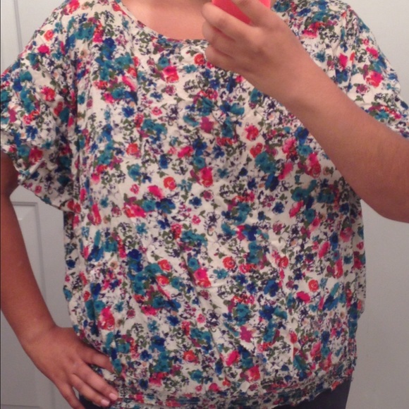 Bright, soft floral print top