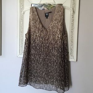 Worth 100% Silk chocolate & tan sleeveless top