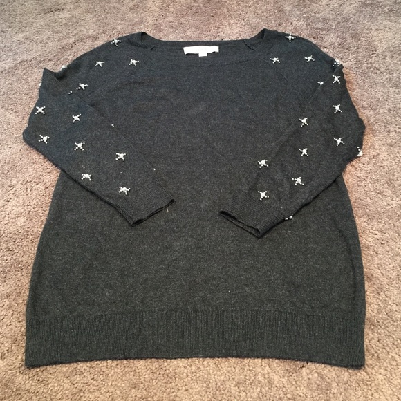 ❌sold❌LOFT grey embellished sweater