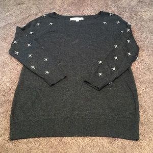 ❌sold❌LOFT grey embellished sweater