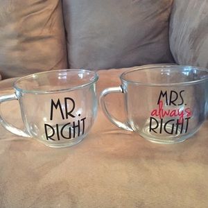 Mr. Right and Mrs. Always Right Glass Mugs