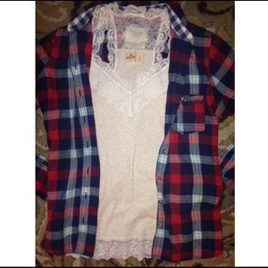 Abercrombie Flannel & Lace tank Bundle
