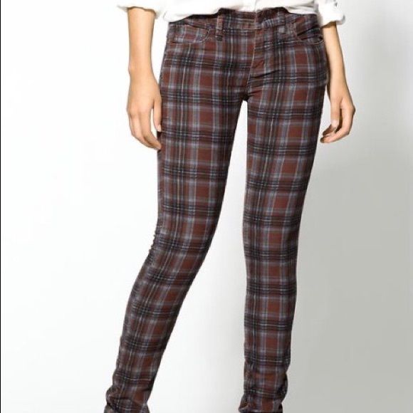 Free People Printed Corduroy Skinny Burgundy