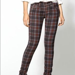 Free People Printed Corduroy Skinny Burgundy