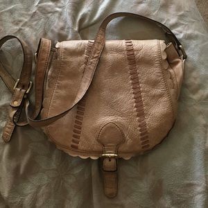 Women's vintage inspired beige cross-body bag