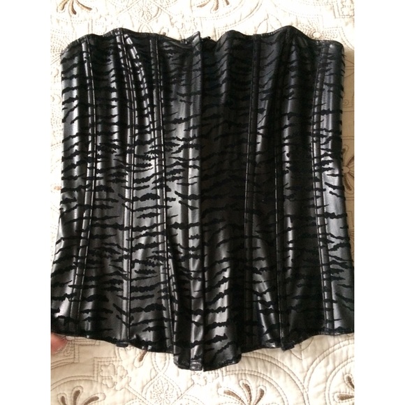 Black, Cat Print Corset
