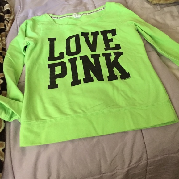 Lime green pink sweater