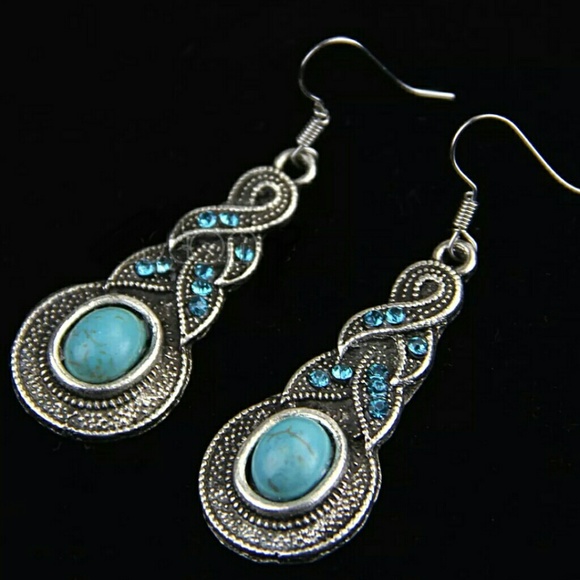 Turquoise Tibetan Silver Earrings