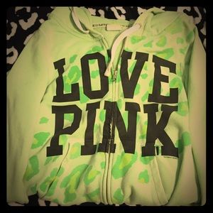 VS Neon Green Cheetah Zip Up Hoodie