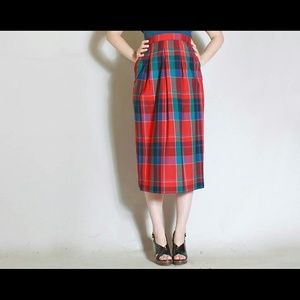 Pendleton red plaid midi skirt